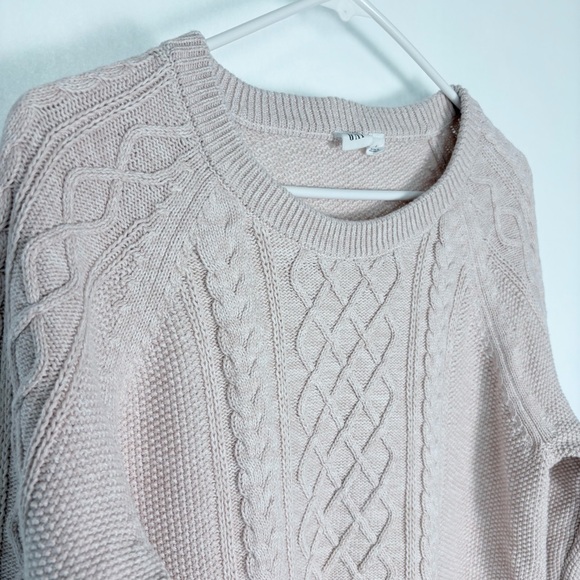 GAP Pale Blush Cable Knit 100% Cotton Sweater Women’s size Large - Picture 4 of 7